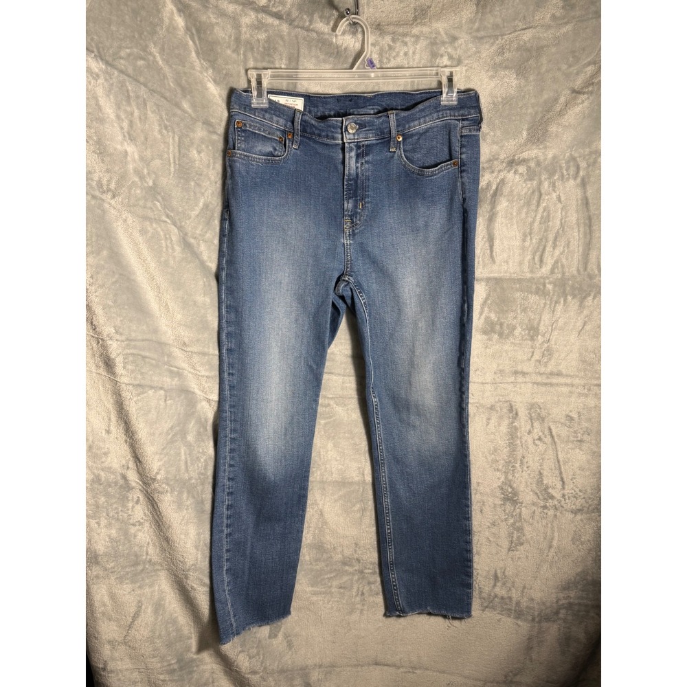 GAP Vintage Slim Mid Rise‎ Jeans Women's Size 14R Medium Wash Frayed Hem